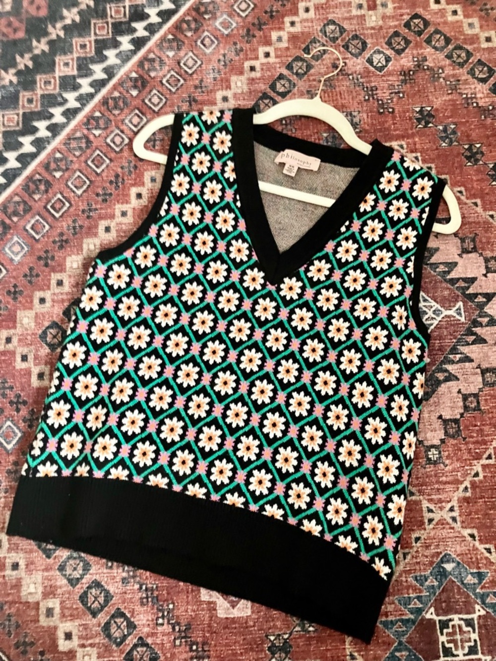 Philosophy Multicolor Knit Floral Sweater Vest